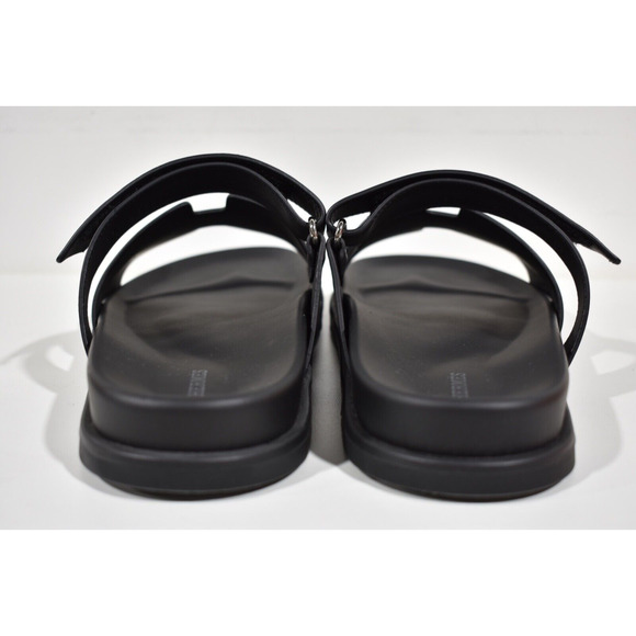 Hermes Chypre Sandal Mens Black Leather H Logo Strap Slide Slip On Flat 44 11 - Picture 11 of 12